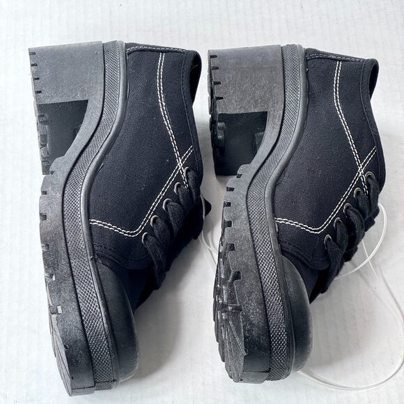 Vintage Y2K 90s Chunky Platform Lug Sole Black Canvas Shoes CL 8.5 Goth Bratz - Picture 8 of 12
